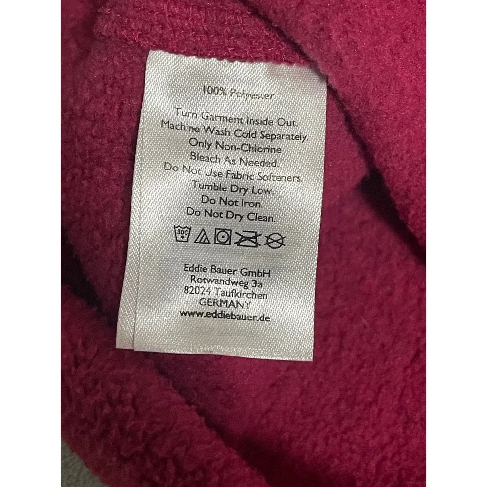 Eddie Bauer Womens Pink Heather Sweater Fleece Snap Mock Neck Pullover Large